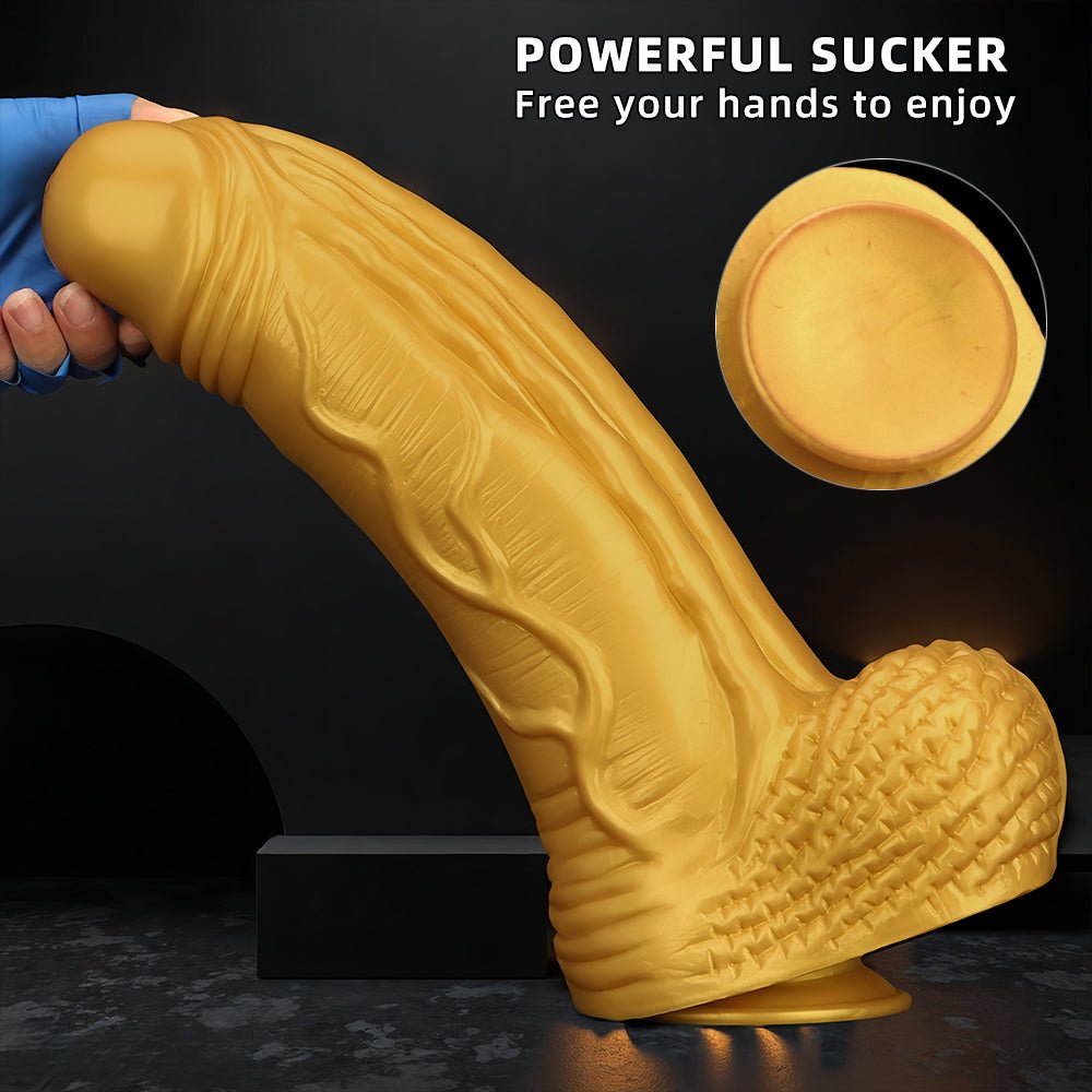 Gold Titan XL Realistic Dildo – 15.3” Silicone Giant with Suction Base - Tarisss Sex Toy Store