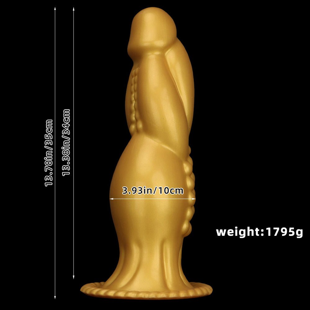 Golden Leviathan Fantasy Dildo – 13.3" Giant Silicone Toy with Suction Base - Tarisss Sex Toy Store