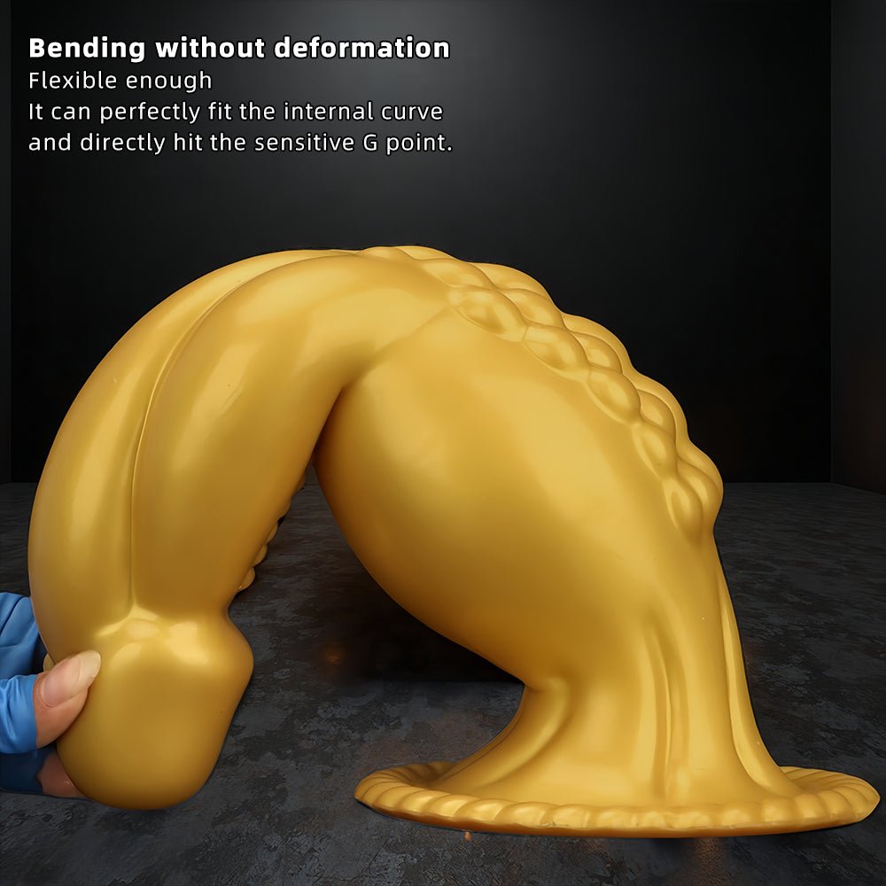 Golden Leviathan Fantasy Dildo – 13.3" Giant Silicone Toy with Suction Base - Tarisss Sex Toy Store