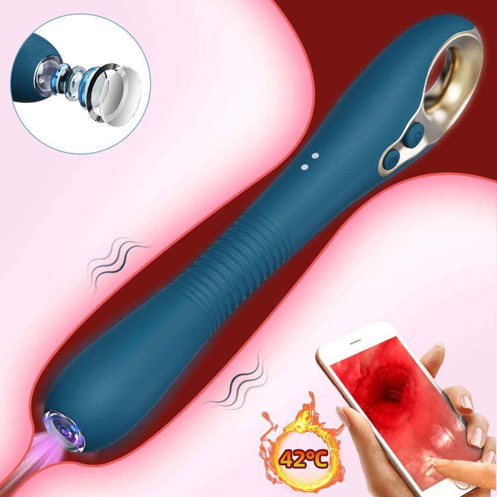 Endoscopic Vibrating Dildo – 360° Bendable | APP Control | Heat | G-Spot & Prostate | Pink / Blue