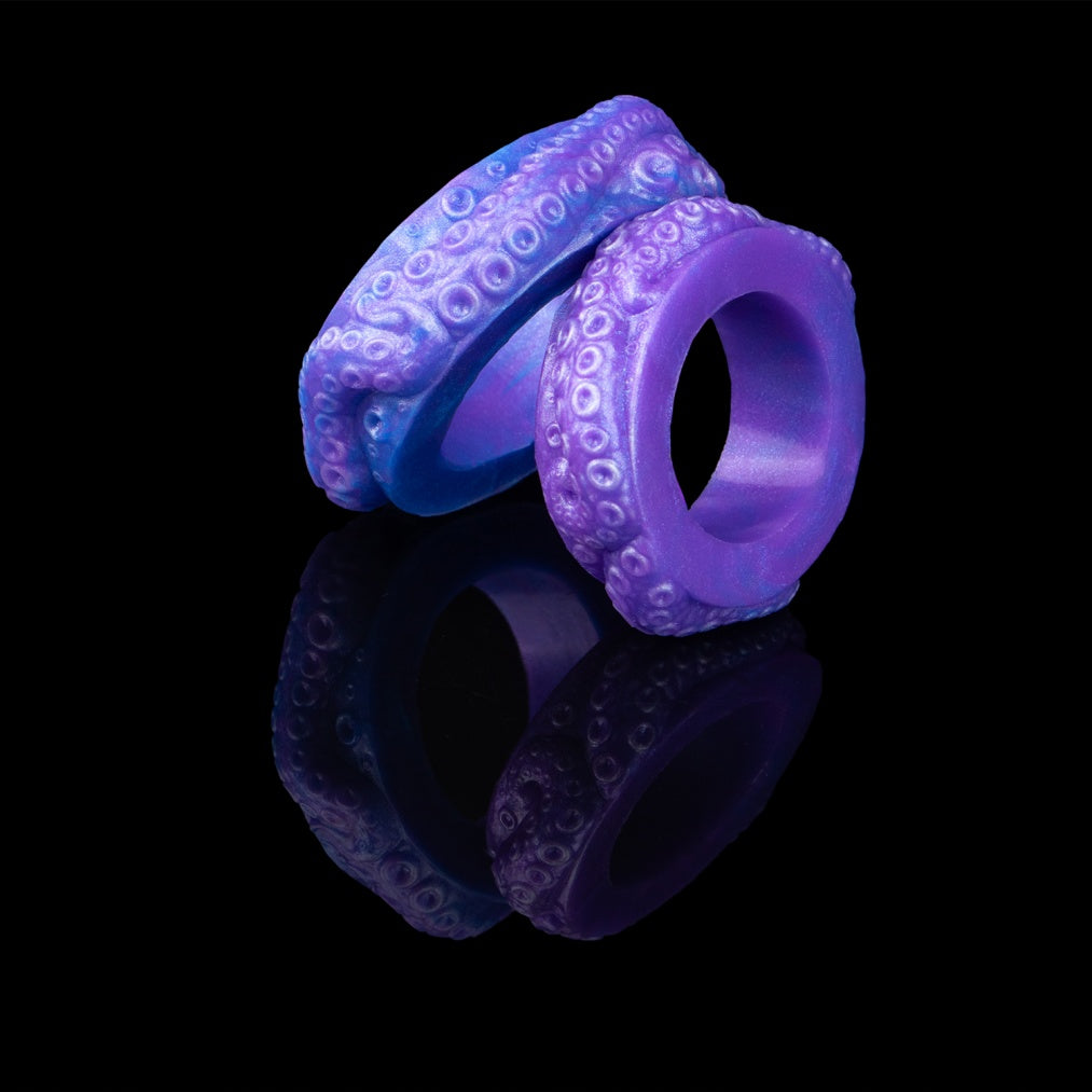 Tentacle Cock Ring Set – Premium Platinum Silicone | 4 Sizes | Deep Blue Dark Series