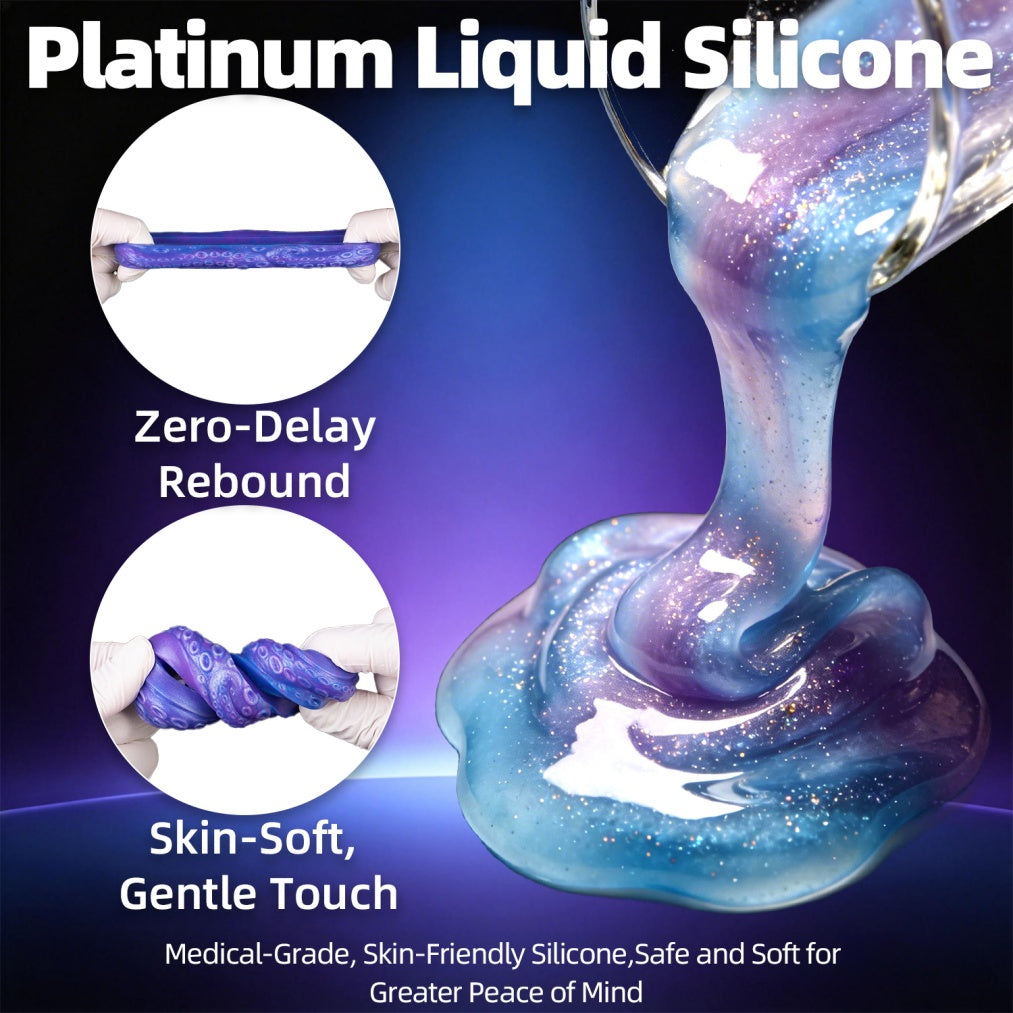Tentacle Cock Ring Set – Premium Platinum Silicone | 4 Sizes | Deep Blue Dark Series