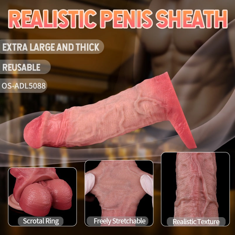 Realistic Silicone Full-Coverage Penis Sleeve – Male Enhancement for Ejaculation Control and Increased Girth