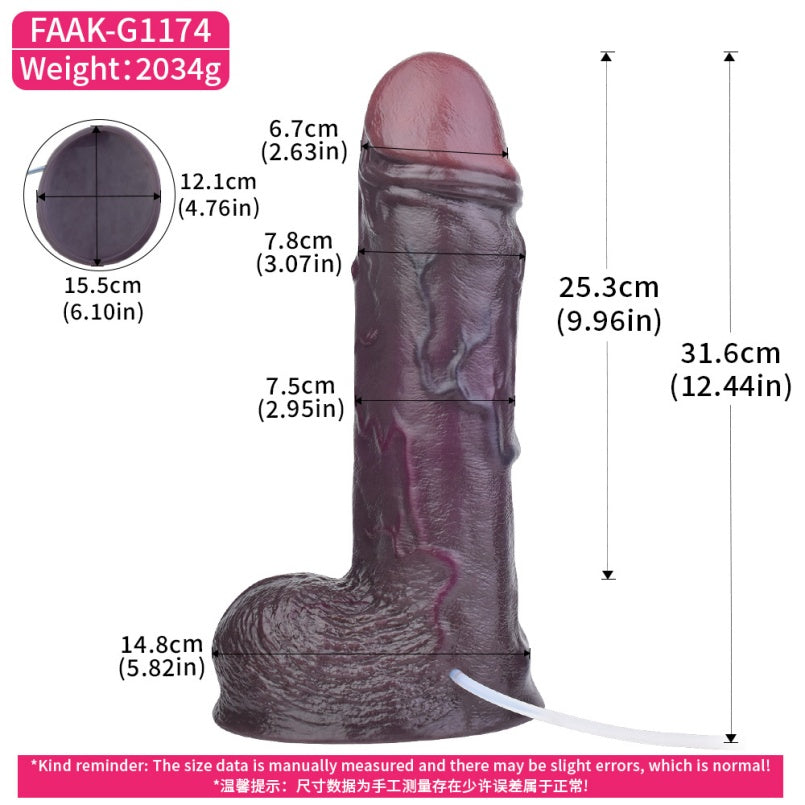 Massive Realistic Giant Black Squirting Dildo – Realistic Dual Density Platinum Silicone