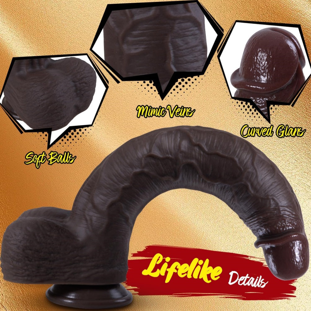 Domlust Huge Black Dildo – 11" Dual-Density Platinum Silicone Thick Girth Realistic Suction Cup Sex Toy