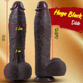 Domlust Huge Black Dildo – 11" Dual-Density Platinum Silicone Thick Girth Realistic Suction Cup Sex Toy