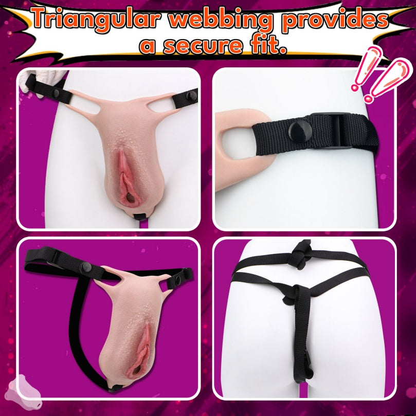 Silicone Fake Pussy Pants — Wearable Realistic Vagina Strap-On for Femboys & Crossdressers