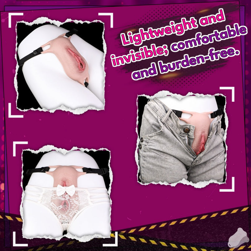 Silicone Fake Pussy Pants — Wearable Realistic Vagina Strap-On for Femboys & Crossdressers