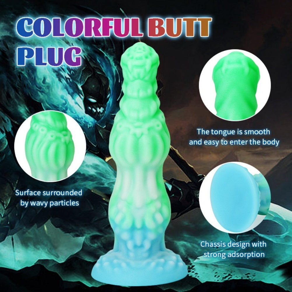 Glow-in-the-Dark Knot Dildo – Platinum Silicone Anal Beads Fantasy Fetish Toy | Domlust