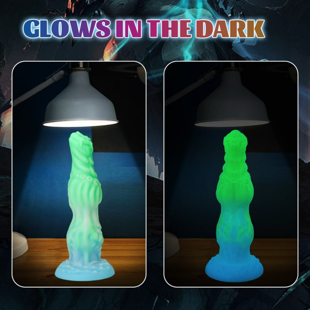 Glow-in-the-Dark Knot Dildo – Platinum Silicone Anal Beads Fantasy Fetish Toy | Domlust