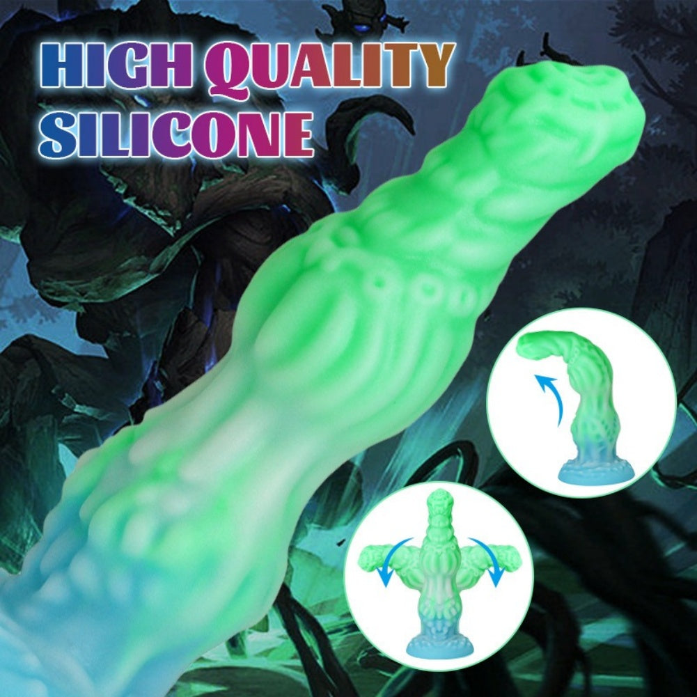 Glow-in-the-Dark Knot Dildo – Platinum Silicone Anal Beads Fantasy Fetish Toy | Domlust