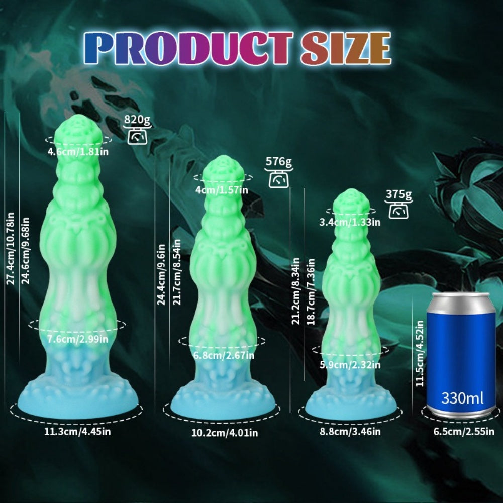 Glow-in-the-Dark Knot Dildo – Platinum Silicone Anal Beads Fantasy Fetish Toy | Domlust