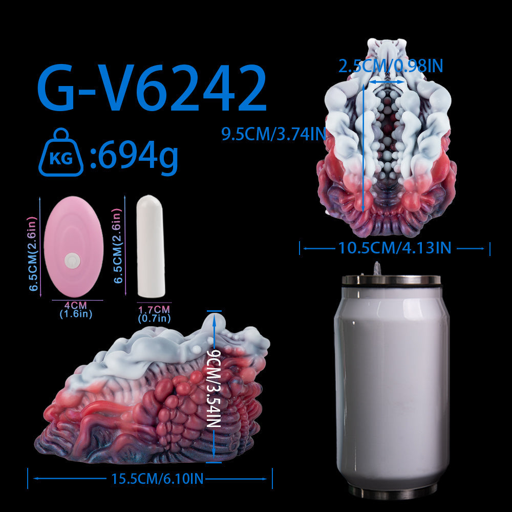 Fantasy Alien Pussy Grinder Sex Toy – Platinum Silicone Vibrating Male Masturbator
