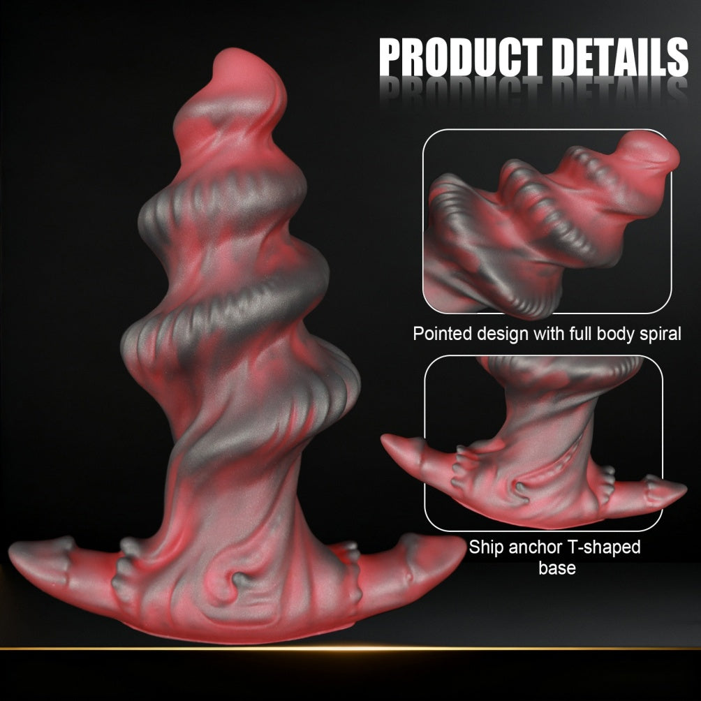 Fantasy Shark Egg Spiral Anal Dildo - Silicone Monster Sex Toy for G-Spot & A-Spot Expansion