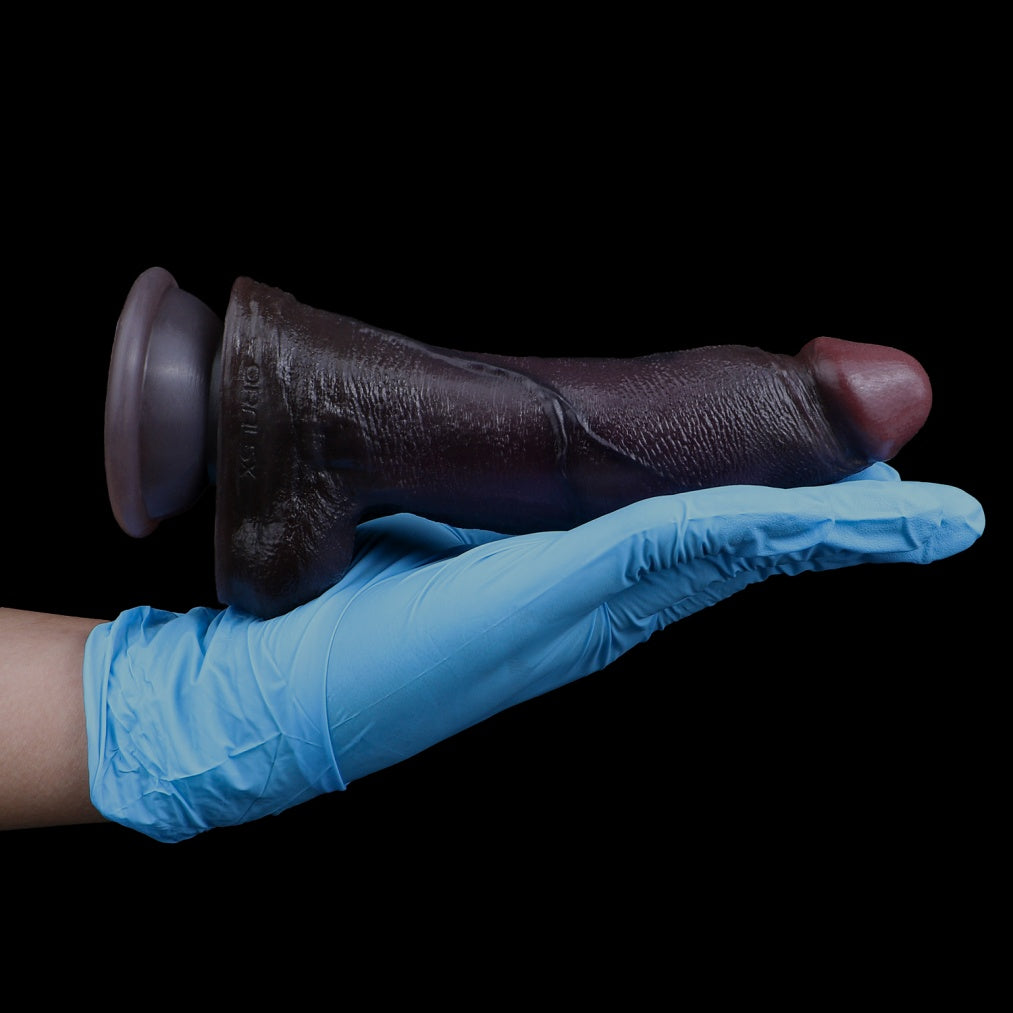 7.2" Realistic Dual-Layer Silicone Suction Cup Dildo - "Black Duke" Experience for Authentic Pleasure