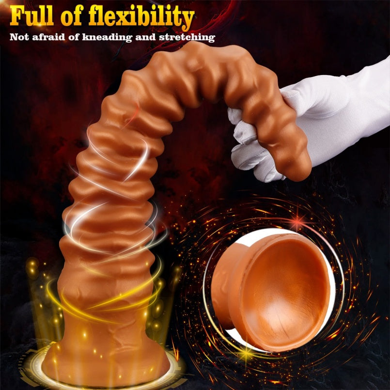 Domlust Gold Spiral Dildo – Silicone Anal Beads Butt Plug Fantasy Toy | S to XL