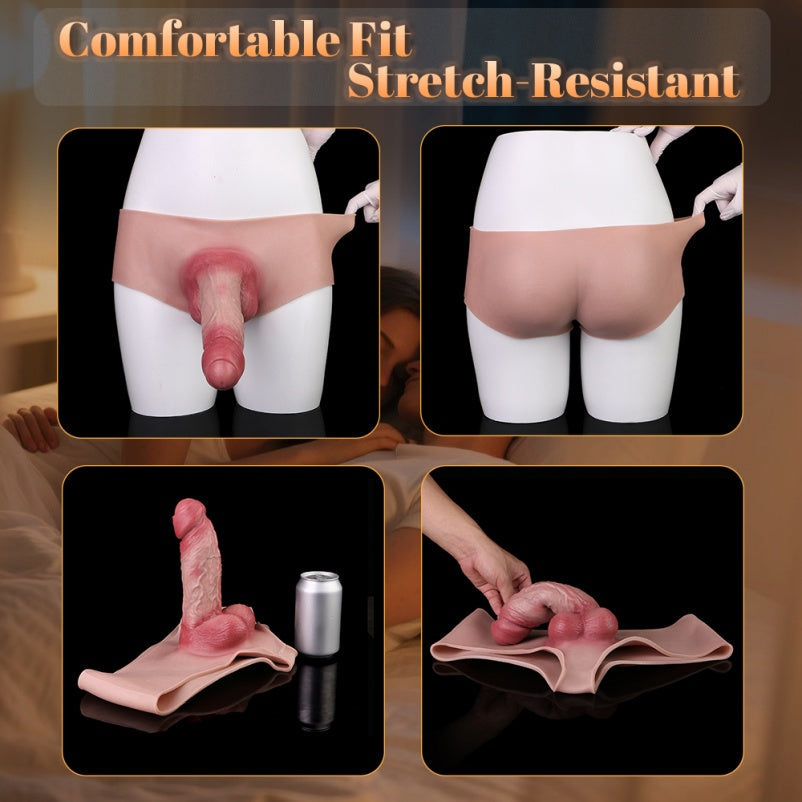 Wearable Silicone Cock Sleeve Extender Pant - 8 inch Penis Sheath Male Enlarger Underwear