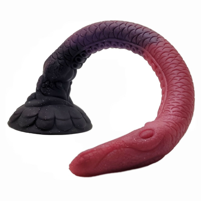 Domlust Dragon Tail Anal Dildo | Blood-Red Platinum Silicone Extra Long Butt Plug S & L