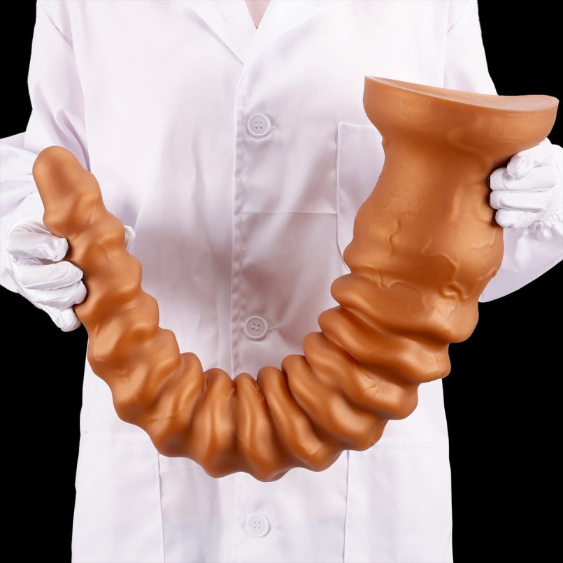 Domlust Gold Spiral Dildo – Silicone Anal Beads Butt Plug Fantasy Toy | S to XL