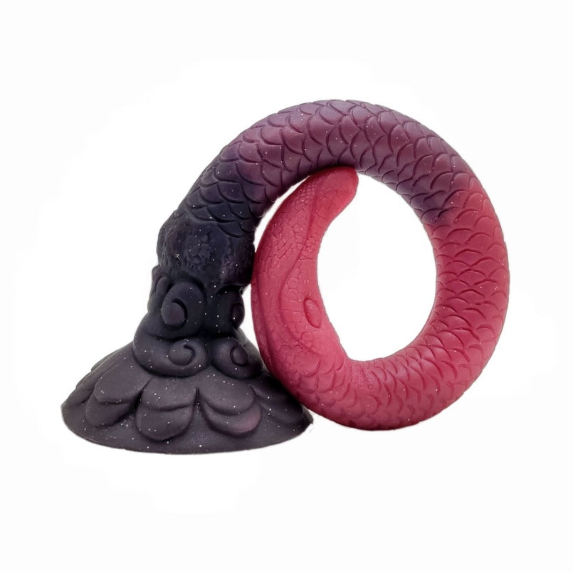 Domlust Dragon Tail Anal Dildo | Blood-Red Platinum Silicone Extra Long Butt Plug S & L