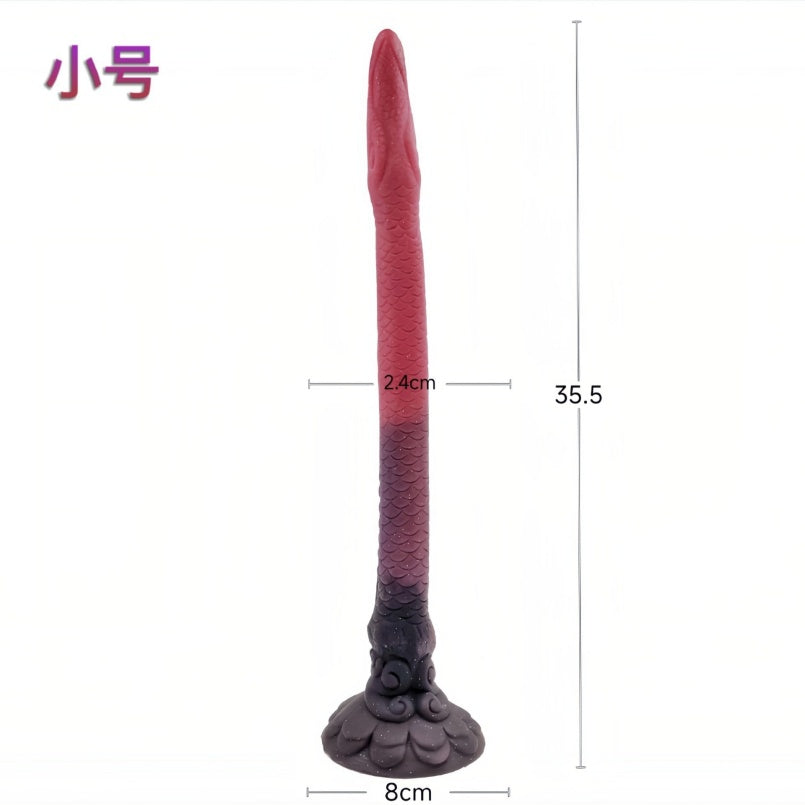 Domlust Dragon Tail Anal Dildo | Blood-Red Platinum Silicone Extra Long Butt Plug S & L