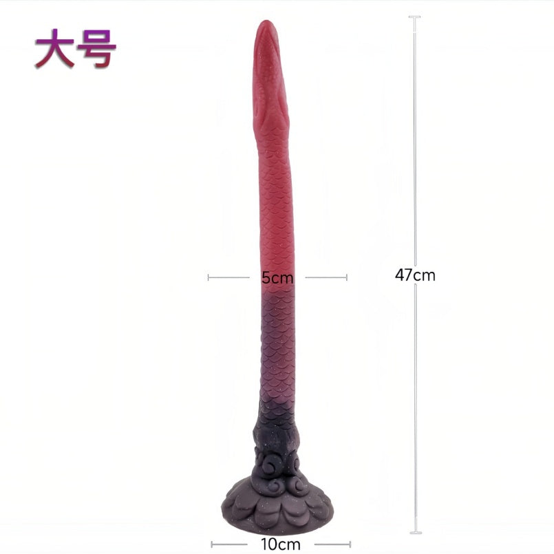 Domlust Dragon Tail Anal Dildo | Blood-Red Platinum Silicone Extra Long Butt Plug S & L