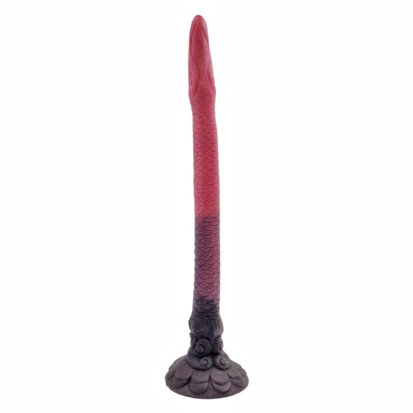 Domlust Dragon Tail Anal Dildo | Blood-Red Platinum Silicone Extra Long Butt Plug S & L