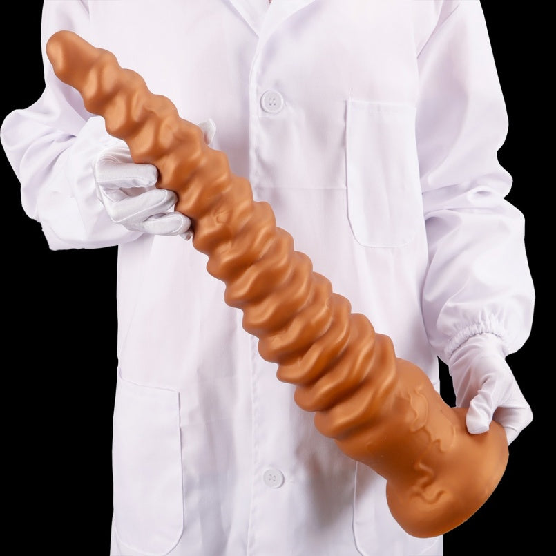 Domlust Gold Spiral Dildo – Silicone Anal Beads Butt Plug Fantasy Toy | S to XL