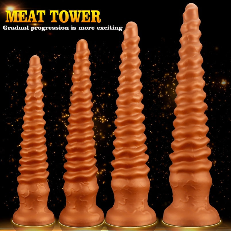 Domlust Gold Spiral Dildo – Silicone Anal Beads Butt Plug Fantasy Toy | S to XL