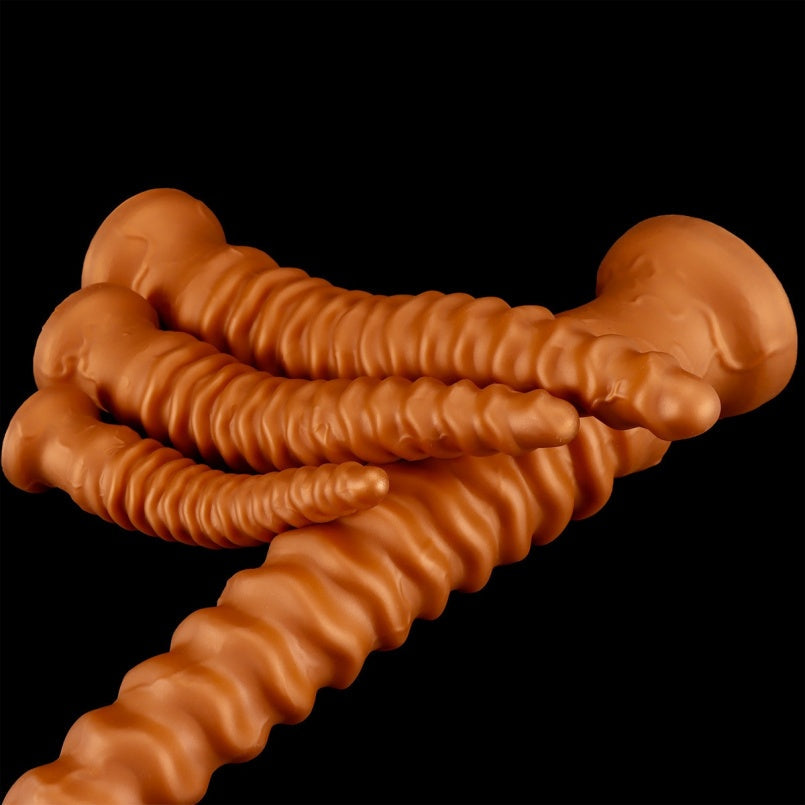 Domlust Gold Spiral Dildo – Silicone Anal Beads Butt Plug Fantasy Toy | S to XL