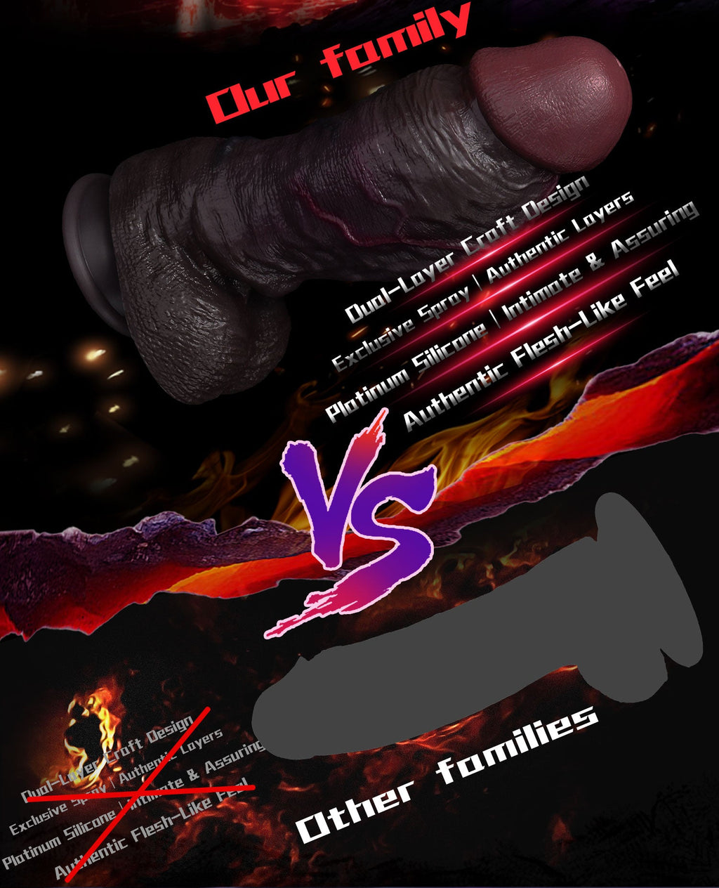 Black Duke – Dual-Layer Platinum Silicone Realistic Black Dildo with Movable Foreskin | Domlust