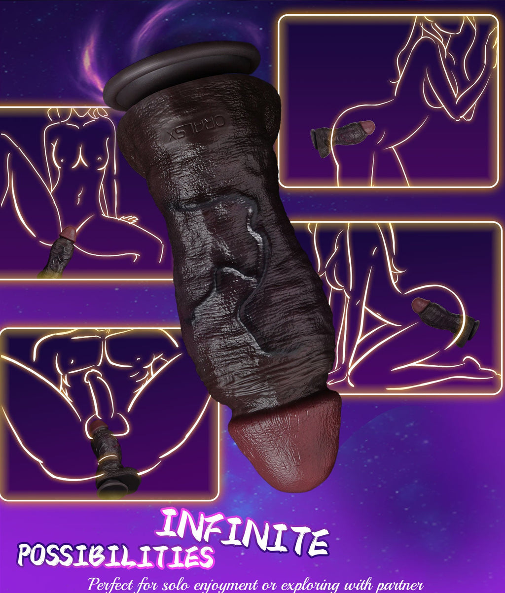 Black Duke – Dual-Layer Platinum Silicone Realistic Black Dildo with Movable Foreskin | Domlust