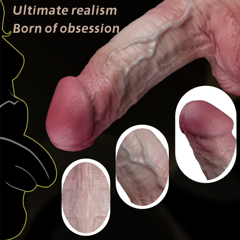 Dual-Layer Silicone Realistic Giant Dildo – Vaginal Expansion & Orgasm Sex Toys for Women