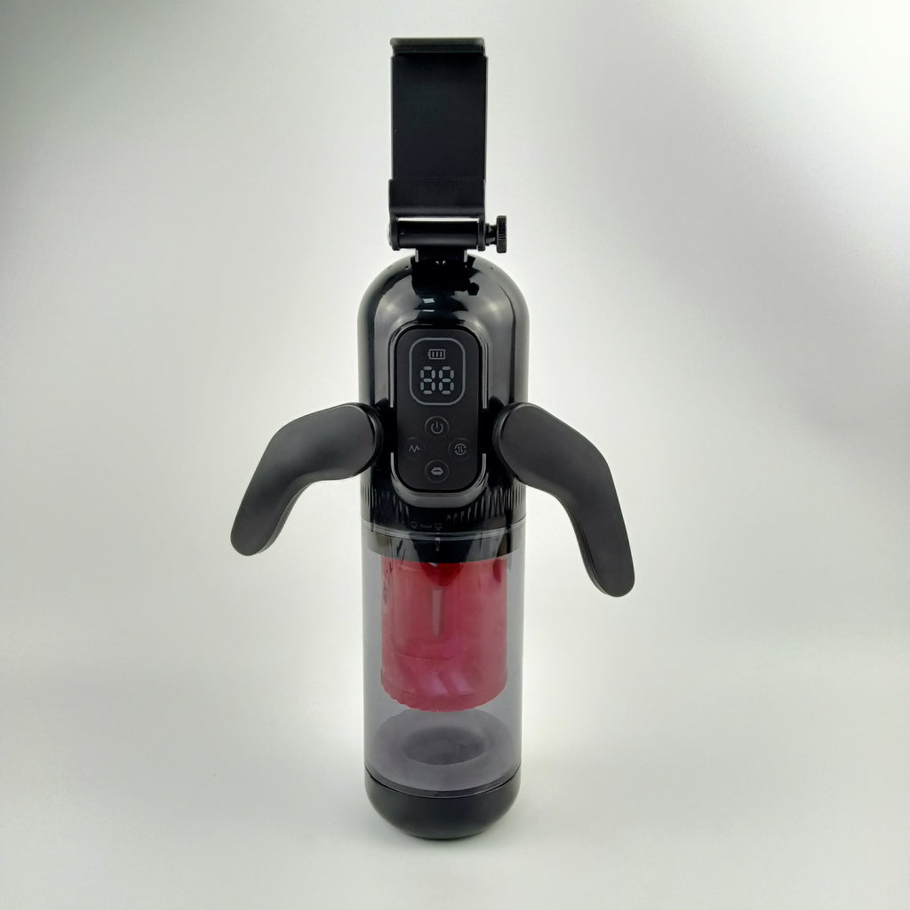 Multi-Frequency Vibration Male Penis Massaging Blowjob Cup - Dual Handle Rotating Masturbation Toys