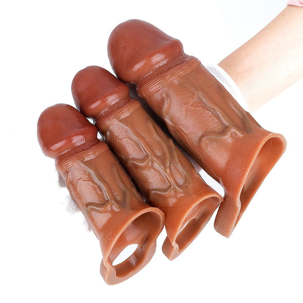 Hollow Head Textured Silicone Sleeve with Multi - Size Options (S/M/L) - Tarisss Sex Toy Store