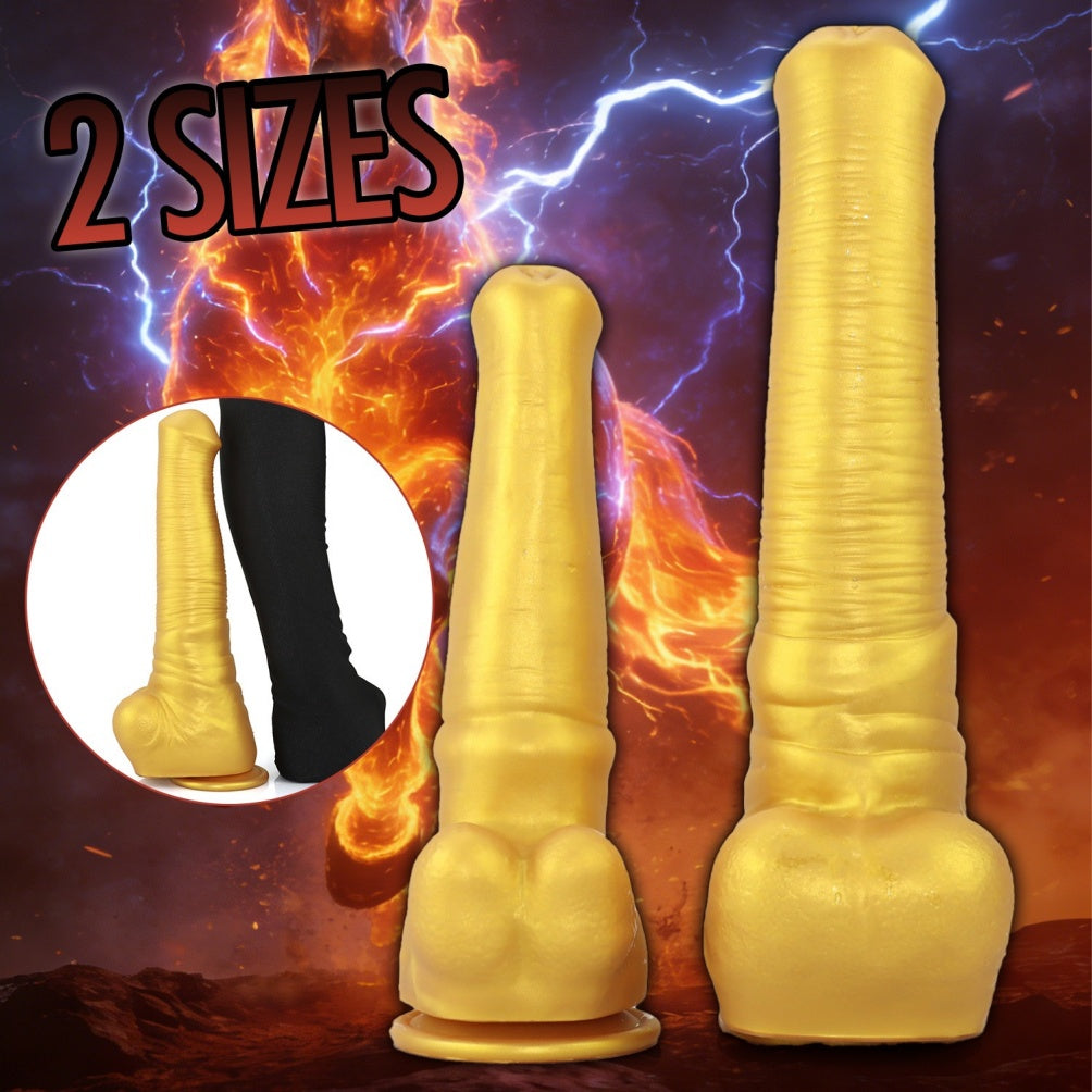 Domlust Horse Dildo – Premium Platinum Silicone | Golden Fantasy Monster Dildo with Suction Cup