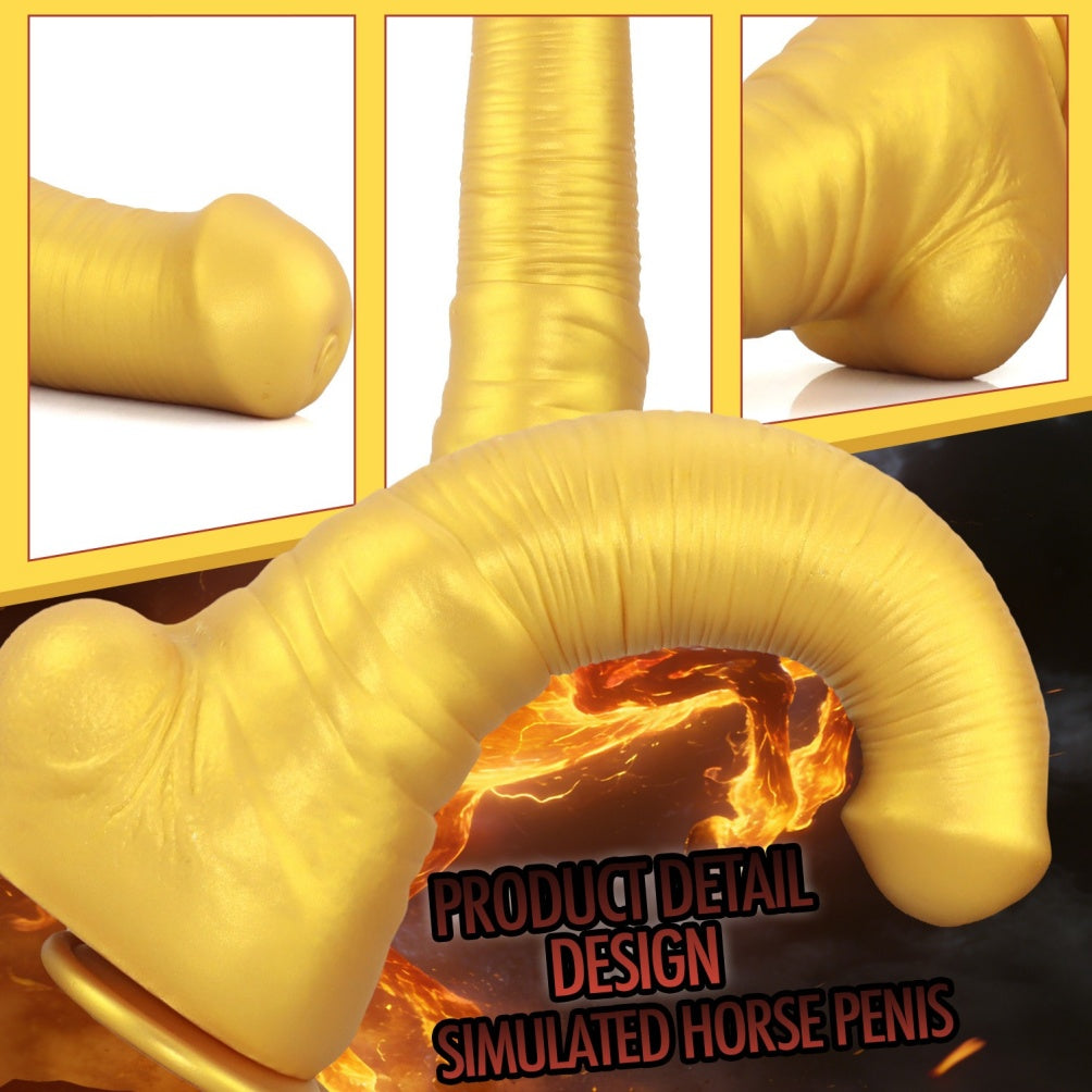 Domlust Horse Dildo – Premium Platinum Silicone | Golden Fantasy Monster Dildo with Suction Cup