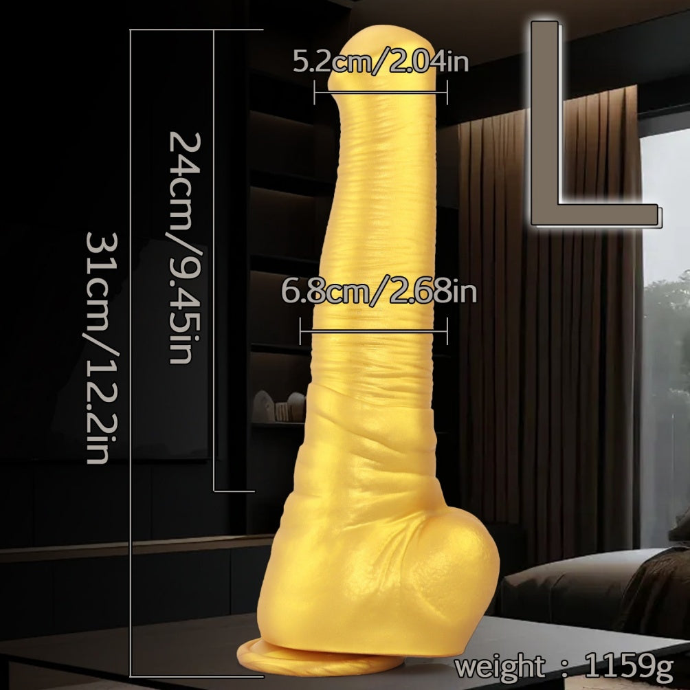 Domlust Horse Dildo – Premium Platinum Silicone | Golden Fantasy Monster Dildo with Suction Cup