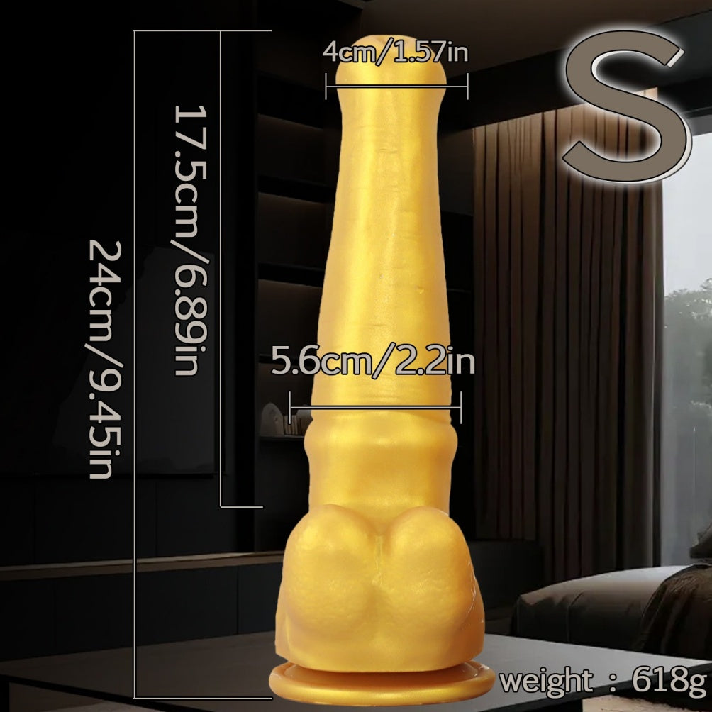 Domlust Horse Dildo – Premium Platinum Silicone | Golden Fantasy Monster Dildo with Suction Cup