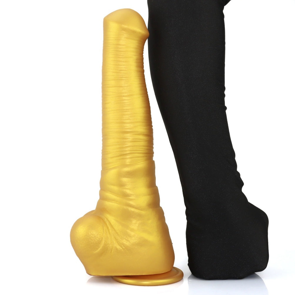 Domlust Horse Dildo – Premium Platinum Silicone | Golden Fantasy Monster Dildo with Suction Cup