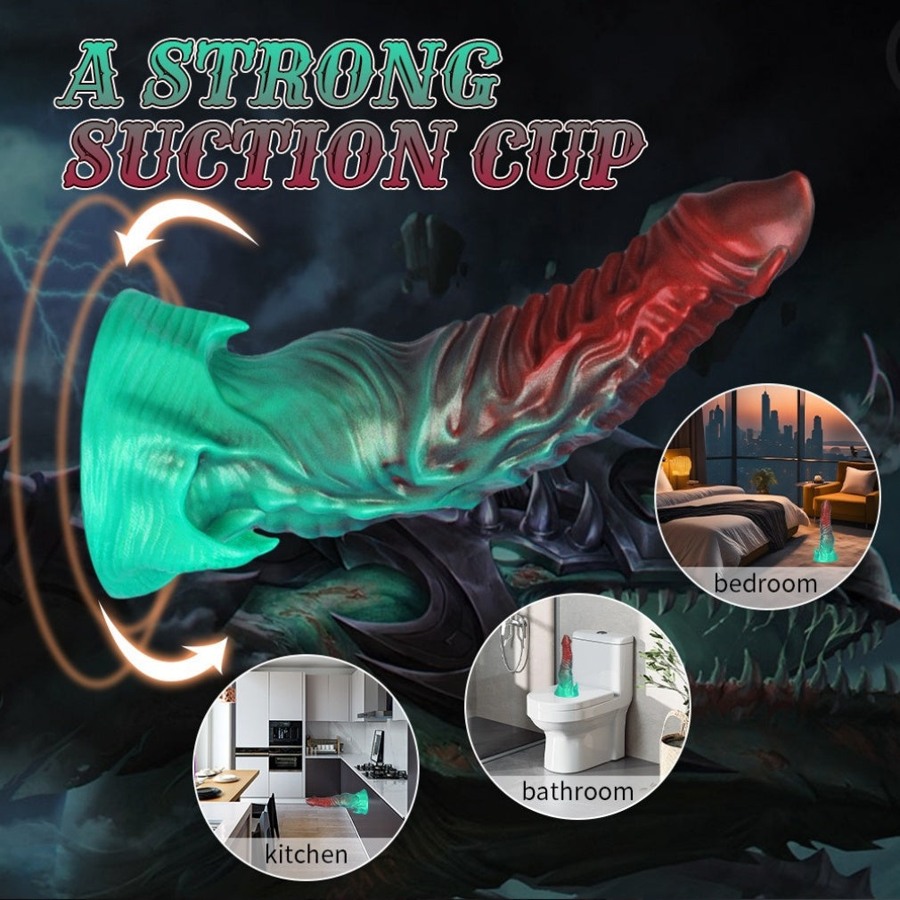 Glow in the Dark Alien Dildo – Luminous Spiral Texture Monster Dildo with Suction Cup S/M/L | Domlust