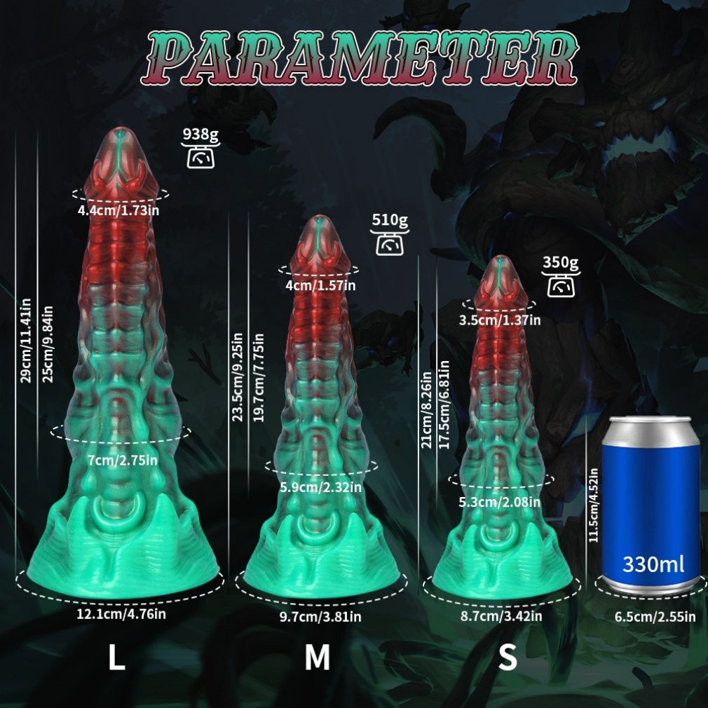 Glow in the Dark Alien Dildo – Luminous Spiral Texture Monster Dildo with Suction Cup S/M/L | Domlust