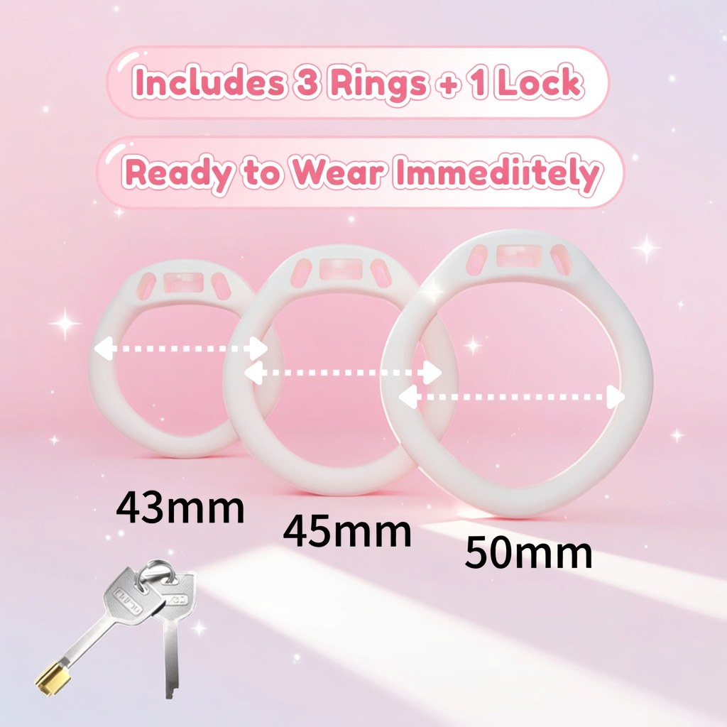 Cute Pink Bow Heart Gem Lockable Chastity Cage – Ultra Mini Lock Core, Discreet Kawaii Silicone Chastity Device
