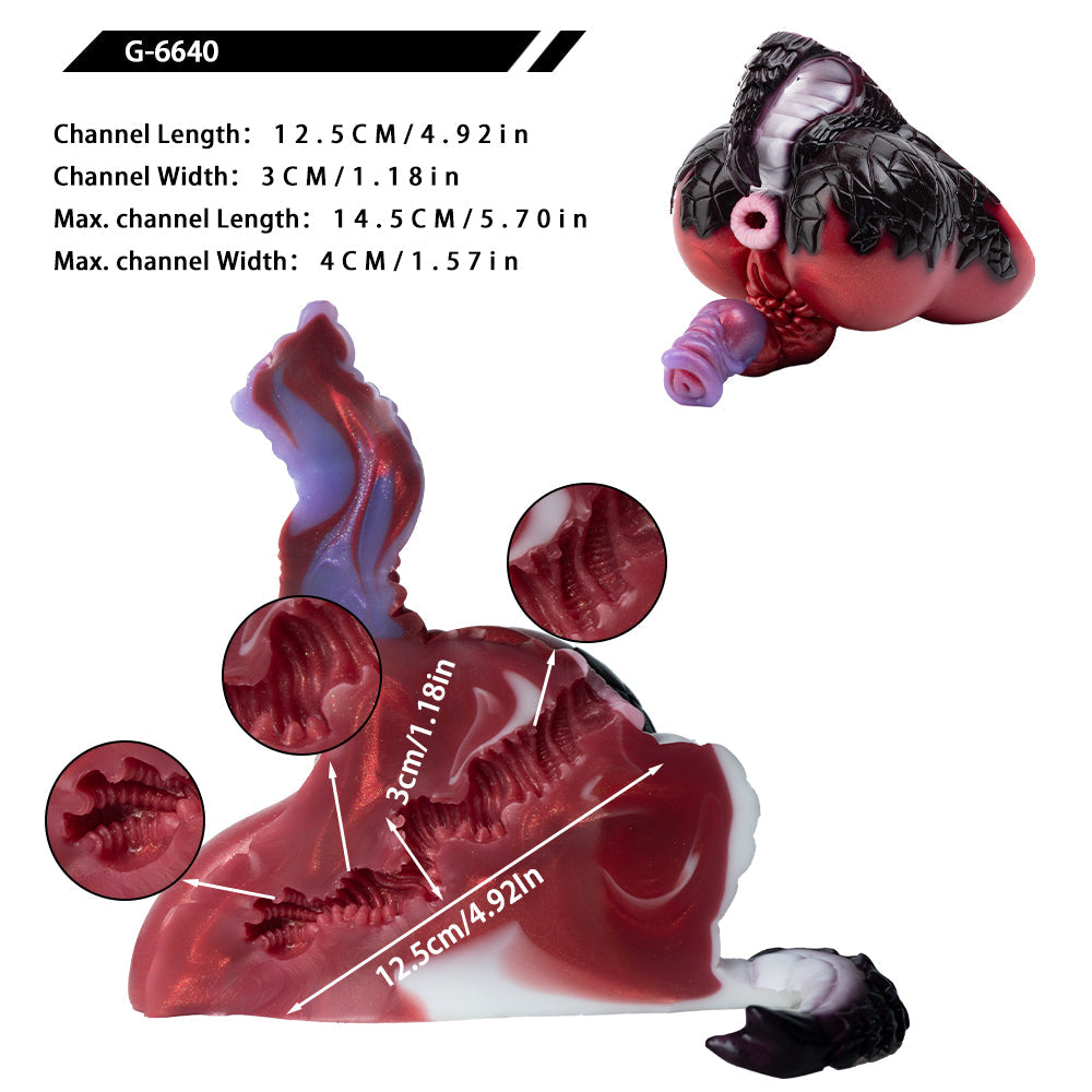 Dual-Channel Silicone Pocket Pussy & Dog Dildo — Alien Beast Silicone Couple Sex Toy