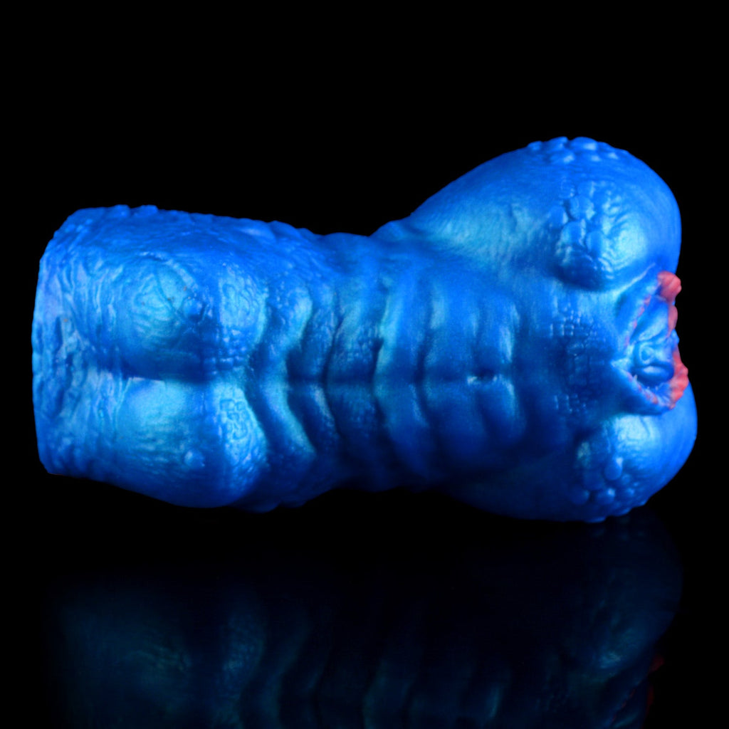 Blue Scale Predator Alien Torso Pocket Pussy – Dual-Channel Platinum Silicone Male Masturbator
