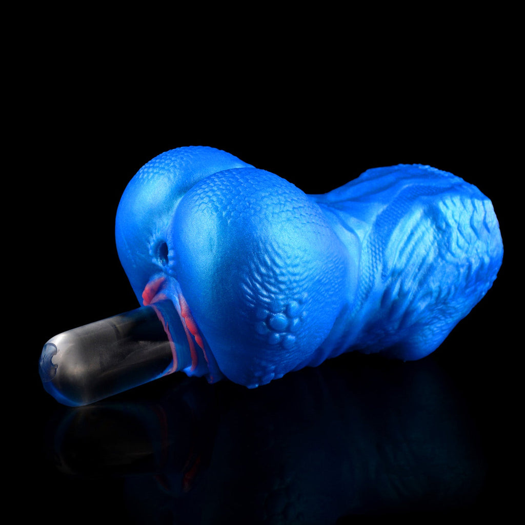 Blue Scale Predator Alien Torso Pocket Pussy – Dual-Channel Platinum Silicone Male Masturbator