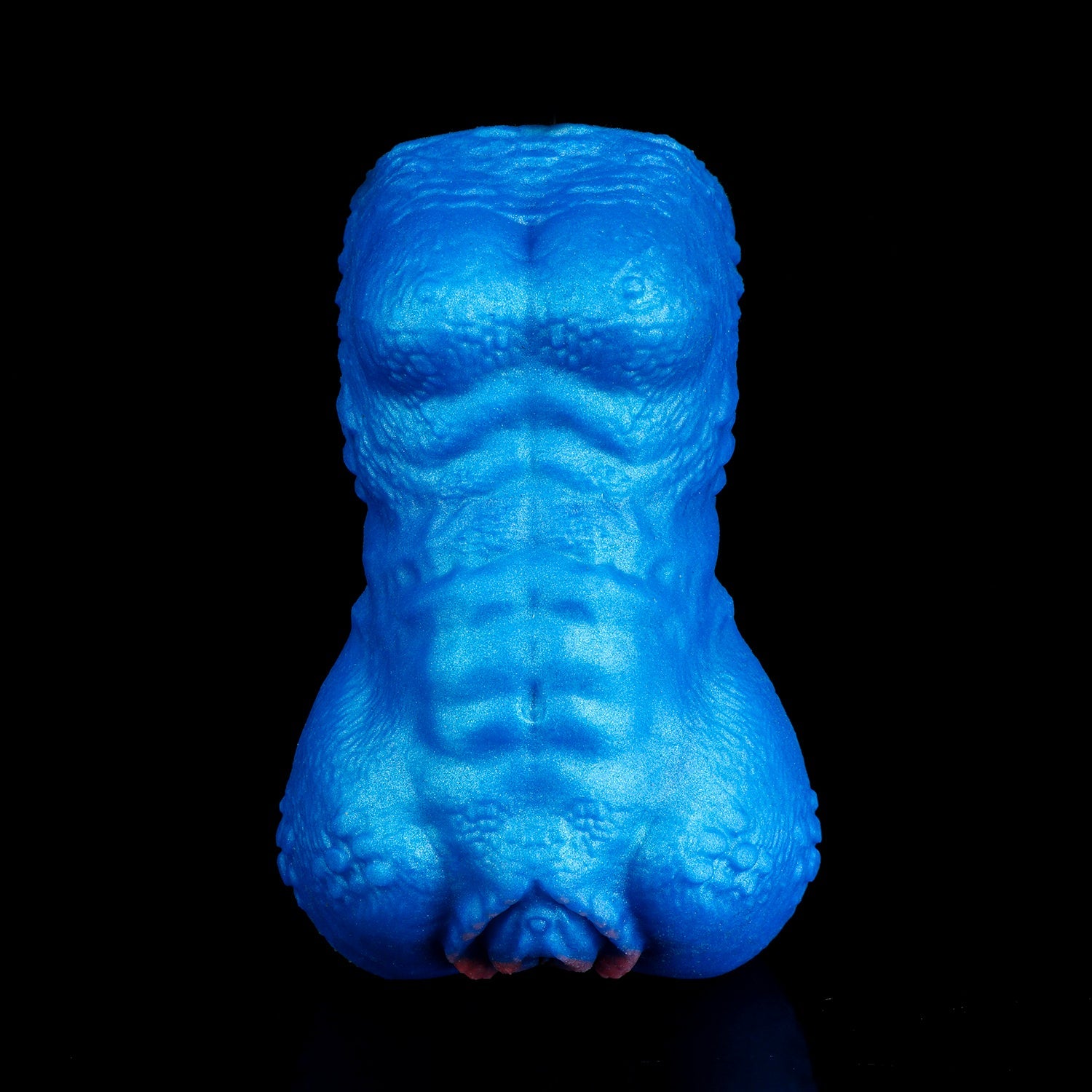 Blue Scale Predator Alien Torso Pocket Pussy – Dual-Channel Platinum Silicone Male Masturbator
