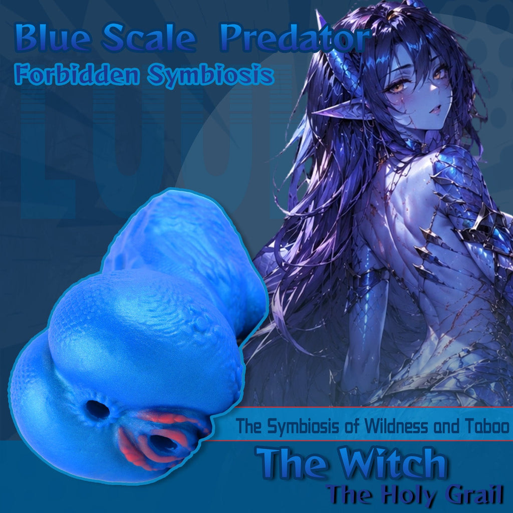 Blue Scale Predator Alien Torso Pocket Pussy – Dual-Channel Platinum Silicone Male Masturbator