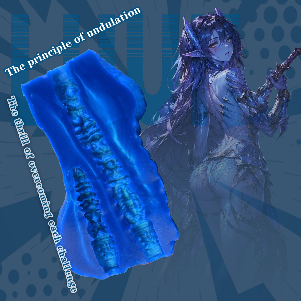 Blue Scale Predator Alien Torso Pocket Pussy – Dual-Channel Platinum Silicone Male Masturbator