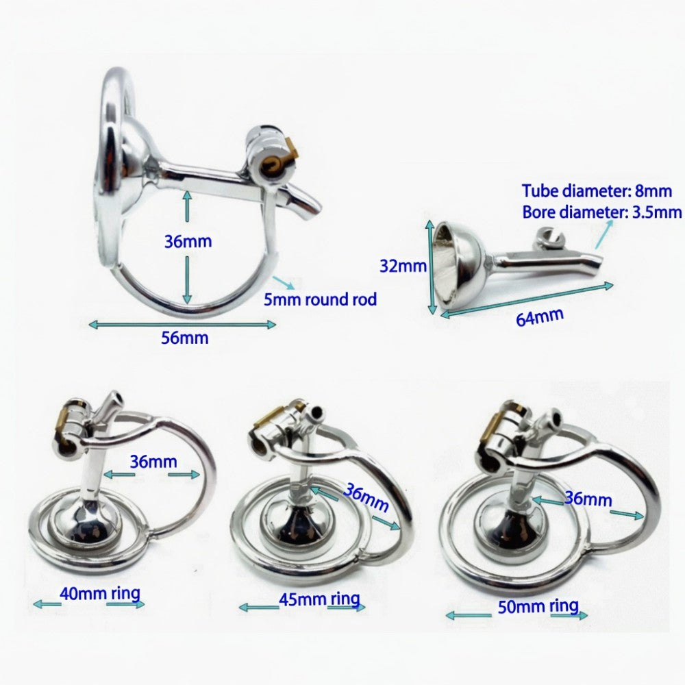 Stainless Steel Flip-Style Male Chastity Cage – Metal Birdcage with Lock | 40/45/50mm Rings